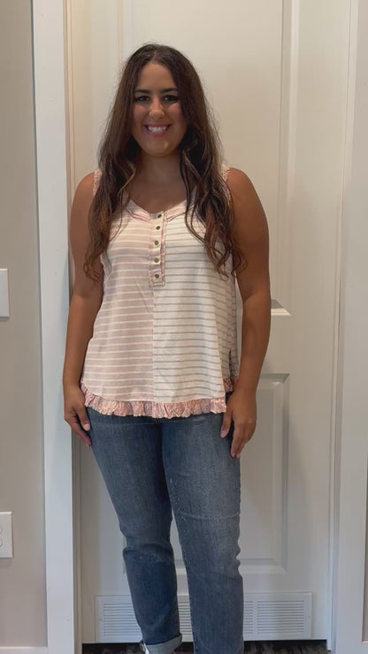 Ruffle Hem Stripe Tank Top