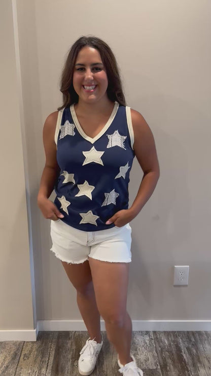 Star Gazer Navy V-Neck Tank