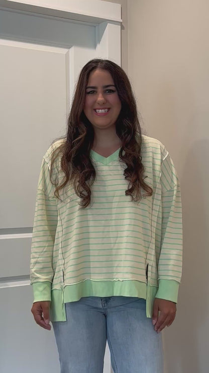 Lime Striped Hi-Lo Top Final Sale