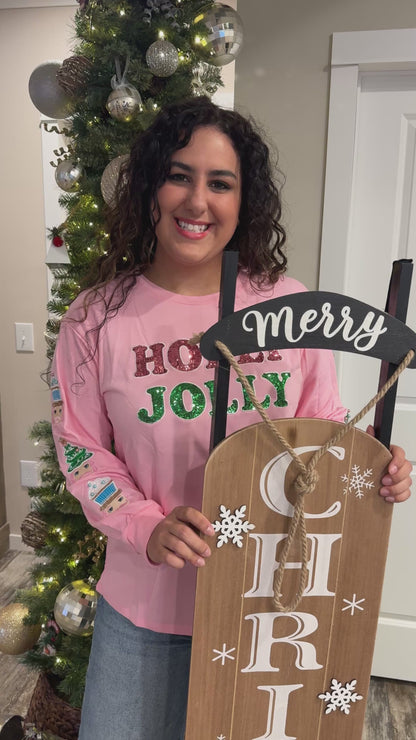 Holly Jolly Sequin Pink Top-Grace + Emma