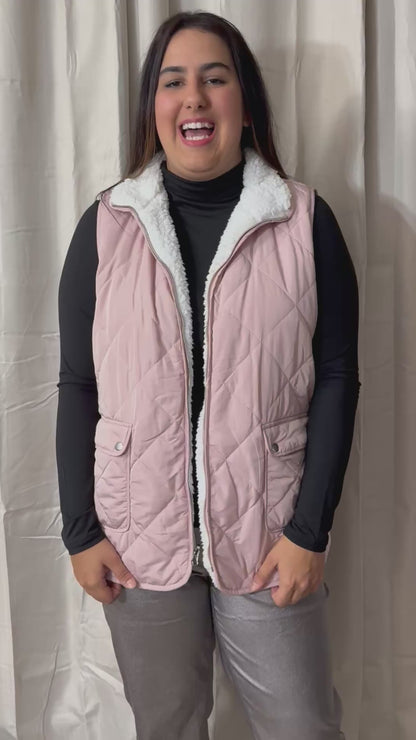 Pink Sherpa Reversible Vest