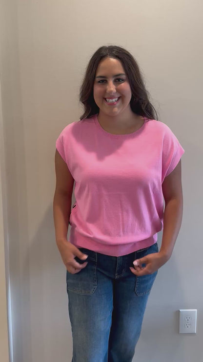 Tickled Pink side Stitch Sweater Final Sale