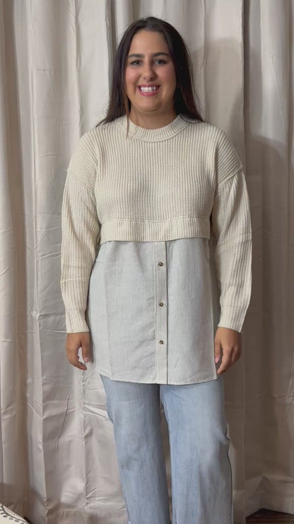 Sweater Blouse Split Decision Lightweight Top by White Birch