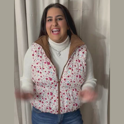 Floral Reversible Puffer Vest
