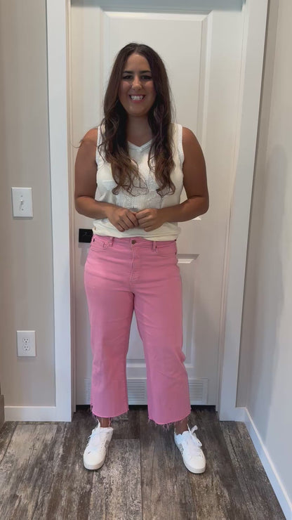 JUDY BLUE PINK PUNCH HIGH RISE CROPPED JEAN