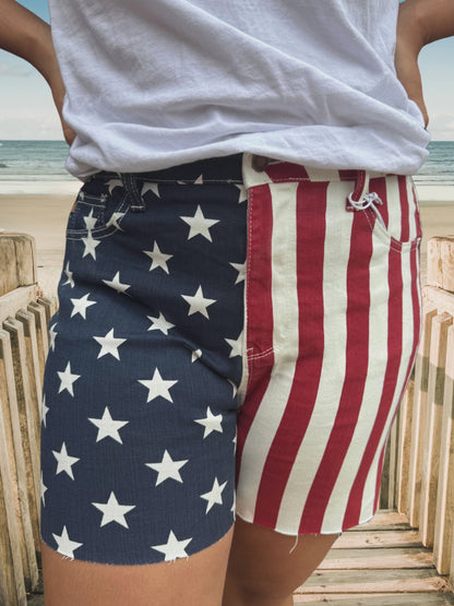 Judy Blue High Waist Americana Freedom  Fray Hem Shorts