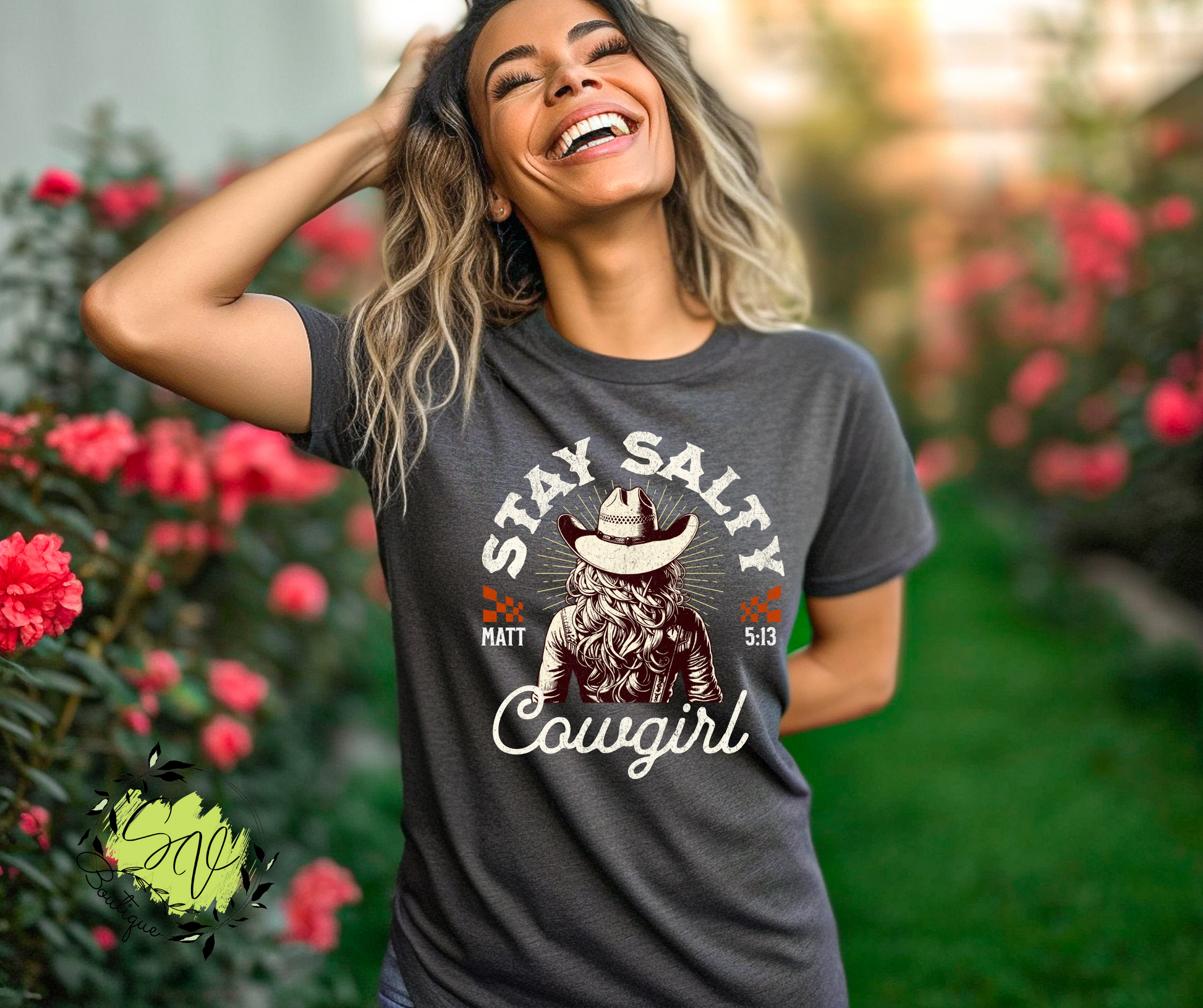 Stay Salty Cowgirl Christian Tee - SV Boutique & Co.